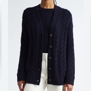 Vince Navy Cable Knit Cardigan Sweater